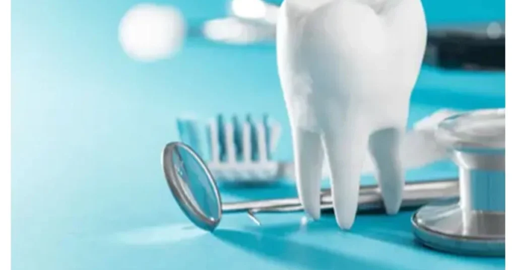 Dental tools and tooth model showing precision care for implant treatment